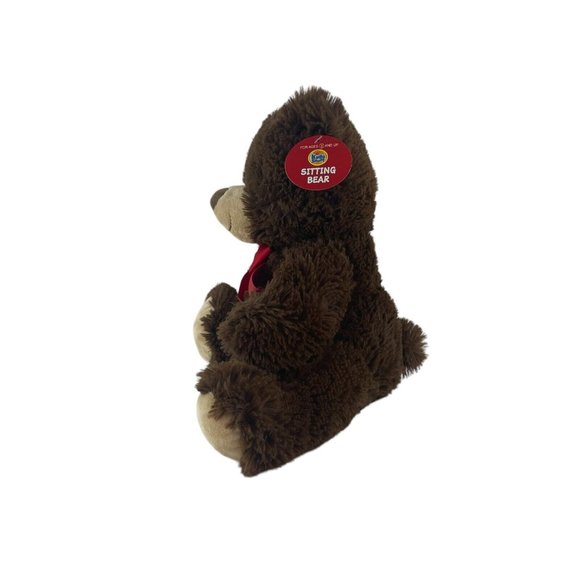 Kellytoy Kid Stuff Sitting Bear 13” Plush Brown Teddy Bear Stuffed Toy Red Bow - Picture 2 of 8